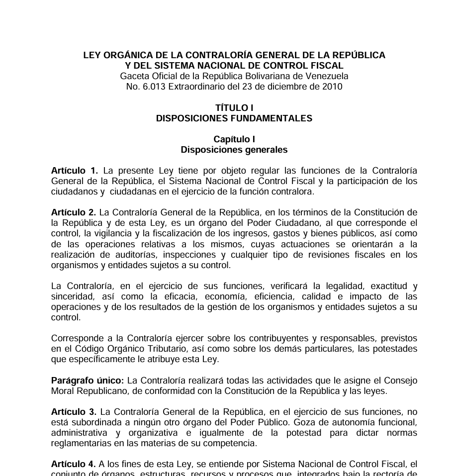 Portada de Ley Orgánica de la Contraloría General de la República...